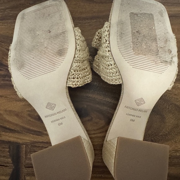 ANTONIO MELANI Beige Ruffle Block Heels - Picture 4 of 4